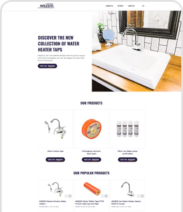 Landing Page для международного бренда сантехники с интеграцией Amazon, экран 1