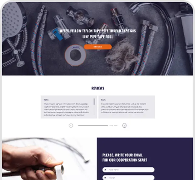 Landing Page для международного бренда сантехники с интеграцией Amazon, экран 2